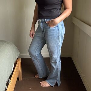 Denim jeans wide leg